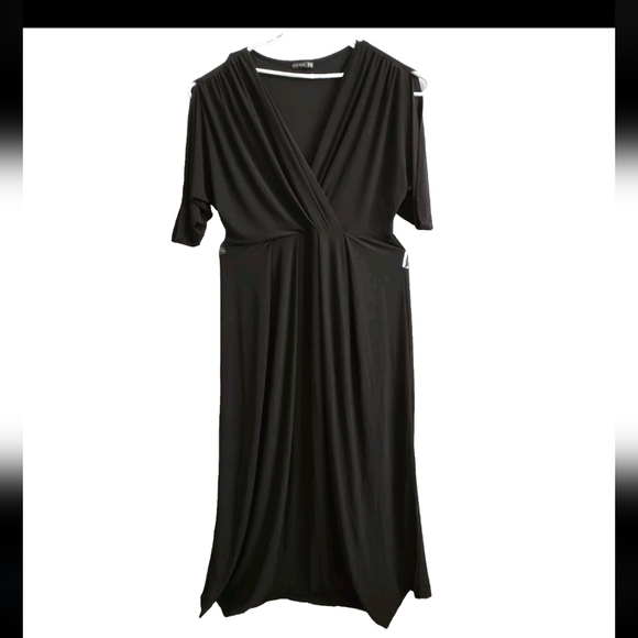 KOH KOH Black V-Neck Slit Sleeve Evening Party Modest Maxi Dress, Plus 2XL - Picture 1 of 14